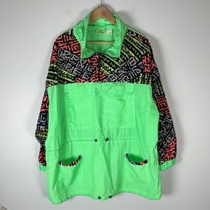 Shell Shock Neon Green Vintage 80s Windbreaker Coat M